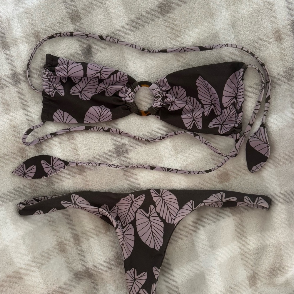 Benoa Swim Purple Leaf Print Bikini